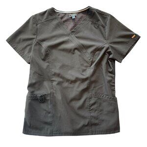 Elle Women’s Scrub Top M Black EL620 Stretch Panels & Pockets Lightweight Modern